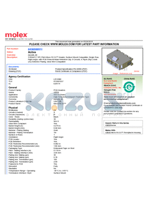 0436500911 datasheet - 3.00mm (.118