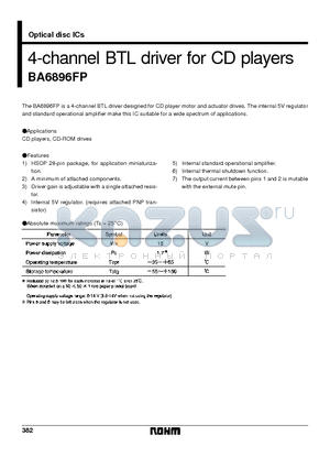 BA6896FP datasheet - 4-channel BTL driver for CD players