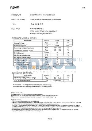 BA6901F datasheet - 2-Phase Half-Wave Pre Driver for Fan Motor