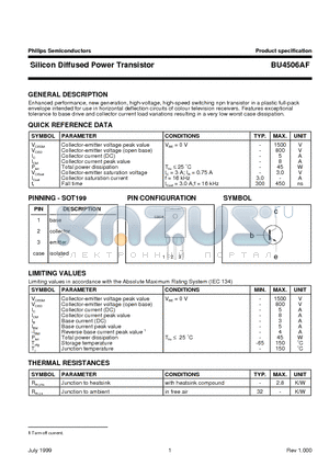 BU4506 datasheet - Silicon Diffused Power Transistor