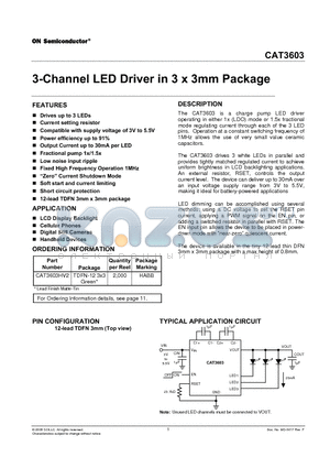 CAT3603HV2 datasheet - 3-Channel LED Driver in 3 x 3mm Package