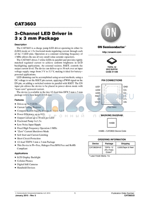 CAT3603 datasheet - 3-Channel LED Driver in 3 x 3 mm Package