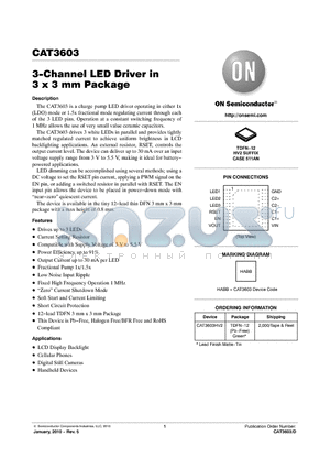 CAT3603HV2 datasheet - 3-Channel LED Driver in 3 x 3 mm Package