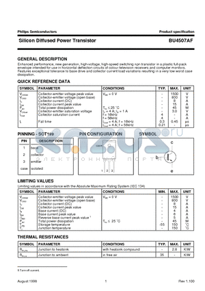 BU4507AF datasheet - Silicon Diffused Power Transistor