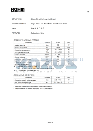 BA6908F_2 datasheet - Single-Phase Full-Wave Motor Driver for Fan Motor