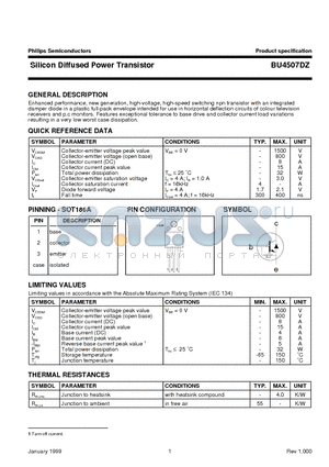 BU4507DZ datasheet - Silicon Diffused Power Transistor