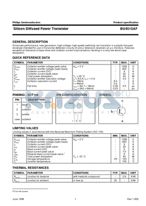 BU4515AF datasheet - Silicon Diffused Power Transistor