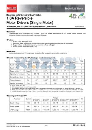 BA6920FP-Y datasheet - 1.0A Reversible Motor Drivers (Single Motor)