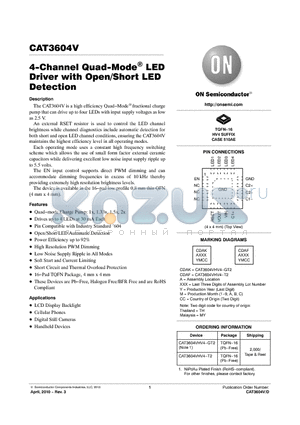 CAT3604VHV4-T2 datasheet - 4-Channel Quad-Mode LED Driver with Open/Short LED Detection