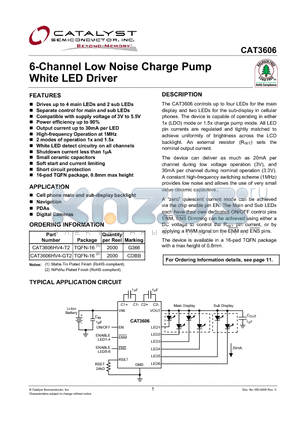 CAT3606 datasheet - 6-Channel Low Noise Charge Pump White LED Driver