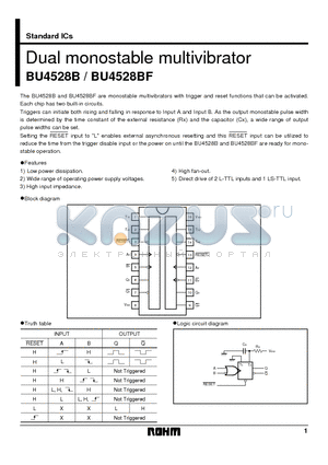 BU4528 datasheet - Dual monostable multivibrator