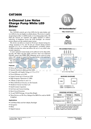 CAT3606HV4-T2 datasheet - 6-Channel Low Noise Charge Pump White LED Driver