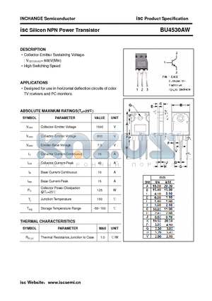 BU4530AW datasheet - isc Silicon NPN Power Transistor