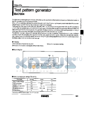 BA7004 datasheet - Test pattern generator