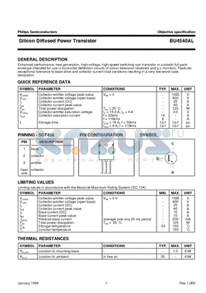 BU4540 datasheet - Silicon Diffused Power Transistor