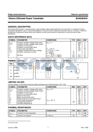 BU4540AW datasheet - Silicon Diffused Power Transistor