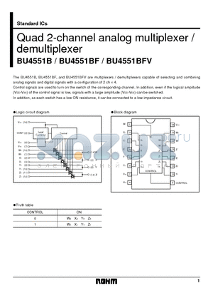 BU4551BF datasheet - Quad 2-channel analog multiplexer / demultiplexer