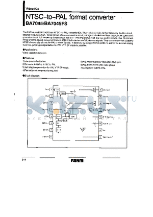 BA7045FS datasheet - NTSC TO PAL FORMAT CONVERTER