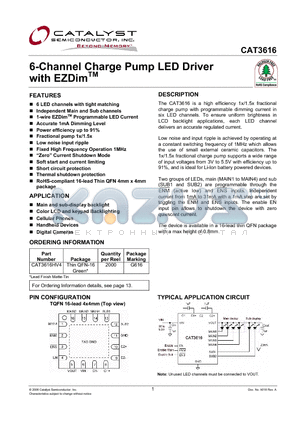 CAT3616 datasheet - 6-Channel Charge Pump LED Driver with EZDimTM
