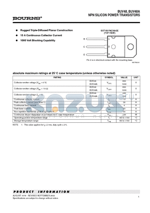 BU48 datasheet - NPN SILICON POWER TRANSISTORS