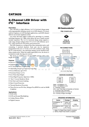 CAT3626 datasheet - 6-Channel LED Driver with I2C Interface