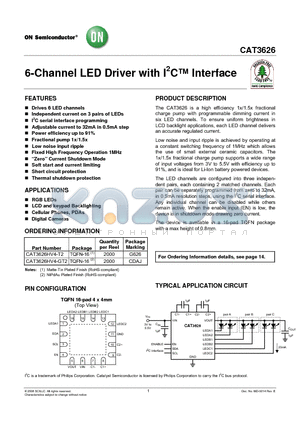 CAT3626HV4-T2 datasheet - 6-Channel LED Driver with I2C Interface