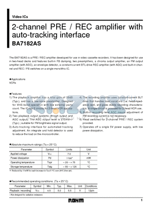 BA7182AS datasheet - 2-channel PRE / REC amplifier with auto-tracking interface