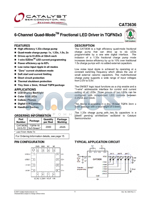 CAT3636_07 datasheet - 6-Channel Quad-ModeTM Fractional LED Driver in TQFN3x3