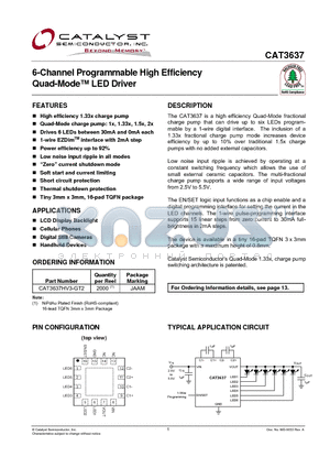 CAT3637HV3-GT2 datasheet - 6-Channel Programmable High Efficiency Quad-Mode LED Driver