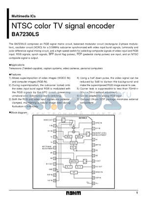 BA7230 datasheet - NTSC color TV signal encoder