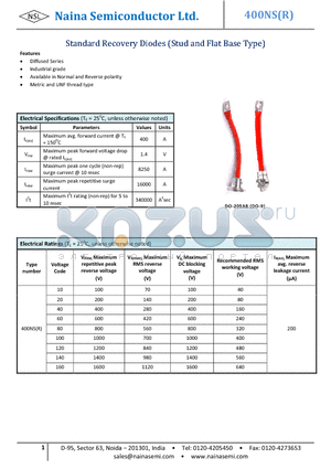 400U10 datasheet - Standard Recovery Diodes (Stud and Flat Base Type)