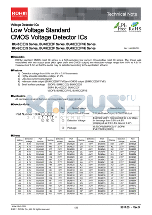 BU4819 datasheet - Low Voltage Standard CMOS Voltage Detector ICs