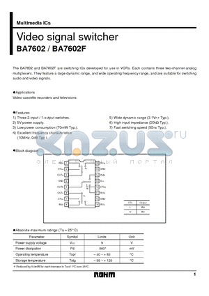 BA7602 datasheet - Video signal switcher