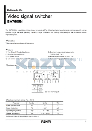 BA7605 datasheet - Video signal switcher