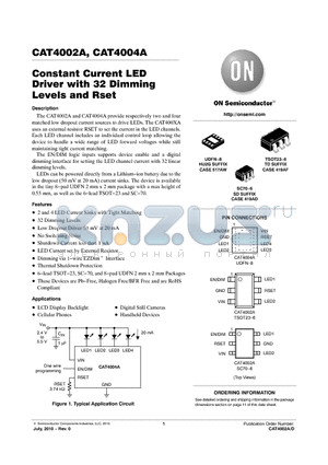 CAT4002A datasheet - Constant Current LED Driver with 32 Dimming Levels and Rset