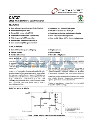 CAT37_05 datasheet - CMOS White LED Driver Boost Converter