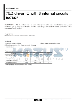 BA7622F datasheet - 75 driver IC with 3 internal circuits