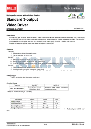 BA7622F datasheet - Standard 3-output Video Driver