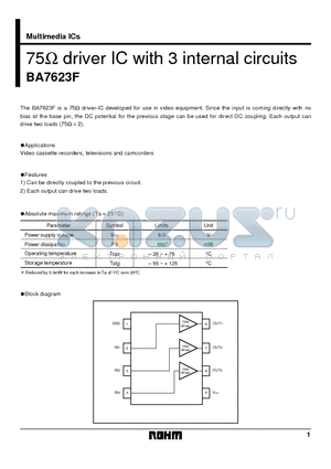 BA7623 datasheet - 75 driver IC with 3 internal circuits