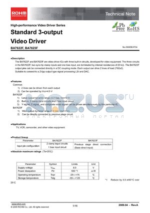 BA7623F datasheet - Standard 3-output Video Driver