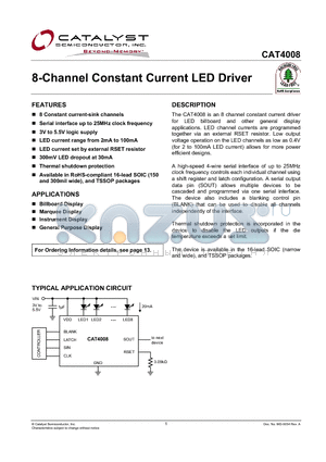 CAT4008 datasheet - 8-Channel Constant Current LED Driver