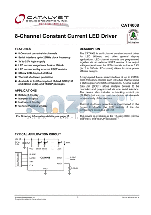 CAT4008W-T2 datasheet - 8-Channel Constant Current LED Driver