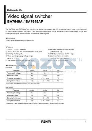 BA7649 datasheet - Video signal switcher