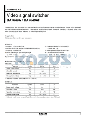 BA7649AF datasheet - Video signal switcher