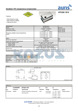 ATCQO1812 datasheet - Oscillator THT, temperature-compensated