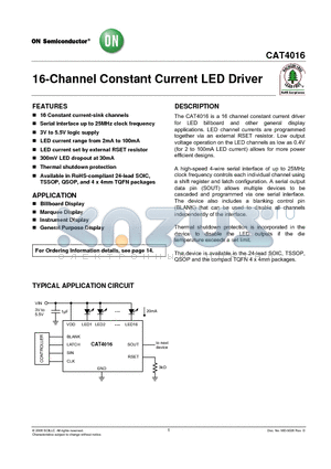 CAT4016HV6-GT2 datasheet - 16-Channel Constant Current LED Driver