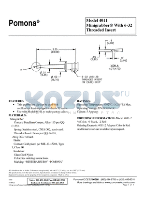 4011-0 datasheet - Minigrabber^ With 6-32 Threaded Insert