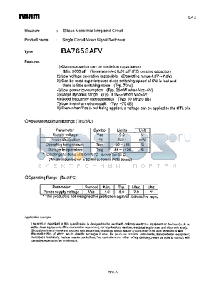 BA7653AFV datasheet - Single Circuit Video Signal Switchers