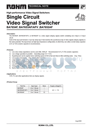 BA7654F datasheet - Single Circuit Video Signal Switcher