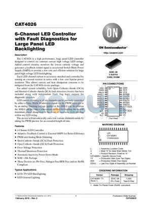 CAT4026V-T1 datasheet - 6-Channel LED Controller with Fault Diagnostics for Large Panel LED Backlighting